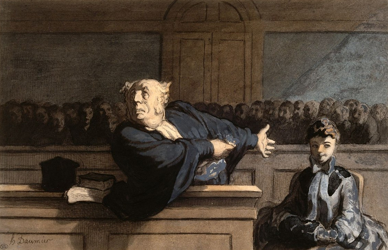 Historische Gerichtsszene nach Honoré Daumier